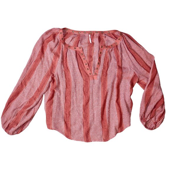 Free People Tops - Free People Against All Odds Grommet Long Sleeve Balloon Sleeve Blouse Medium